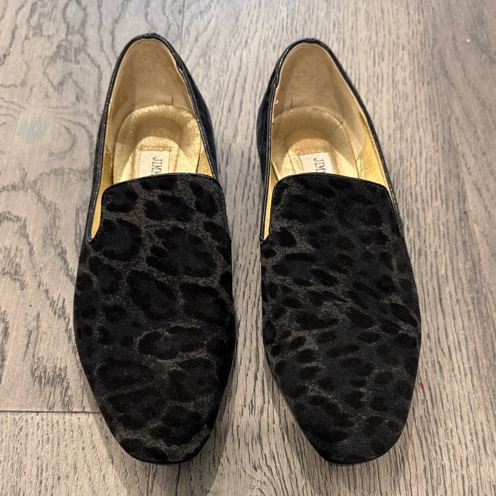 Jimmy Choo Black and Gray Patterned Loafers